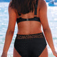 Black Lace Crochet V Neck High Waist Bikini Swimsuit