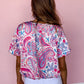 Paisley Pattern Print Puff Sleeve V Neck Blouse