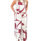 White Abstract Printed Button Back Vest and Wide Leg Pants Set