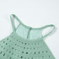 Mist Green Crochet Splicing Halter Flowy Tank Top