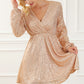 Apricot Wrapped V-neck Sequin Dress