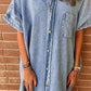 Light Blue Loose Medium Wash Short Sleeve Shirt Chambray Dress