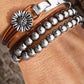 Brown Daisy Beading Alloy Multilayer Bracelet