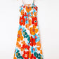 Orange Floral Spaghetti Straps Smocked Wide Leg Jumpsuit