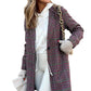 Pink Plaid Lapel Collar One Button Midi Coat