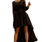 Black Long Sleeve Lace High Low Satin Prom Dress