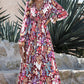 Violet V Neck Floral Print Empire Waist Maxi Dress