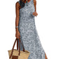 Gray Leopard Print Sleeveless Maxi Dress