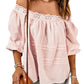 Beige Puff Sleeve Eyelet Babydoll Blouse