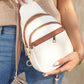 White Multi Zipped Street Casual Sling Bag