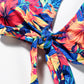 Floral Print Front Tie High Waist Bikini Swimsuit with Ruffles