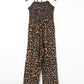 Leopard Print Halter Neck Backless Wide Leg Jumpsuit