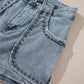 Dusk Blue Studded Acid Wash Jean Shorts