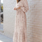 Leopard Surplice Neck Bubble Sleeve Maxi Dress with Sash