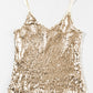 Light French Beige Sequined Adjustable Spaghetti Straps Tank Top