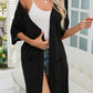 Black Dolman Half Sleeve Pocketed Long Cardigan