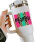 White mama Leopard Colorblock Handle Portable Cup 40oz