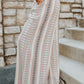 Beige Geometric Pattern Print Shirred Wide Leg Pants