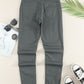 Gray Plain High Waist Buttons Frayed Cropped Denim Jeans