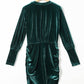 Green Velvet Puff Sleeve Ruched Bodycon Dress