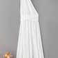 White Sleeveless Ruched High Split Cutout Back Maxi Dress