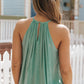 Mist Green Crochet Splicing Halter Flowy Tank Top