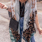 Green Boho Floral Print Irregular Hem Flowy Kimono