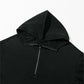 Black Solid Kangaroo Pocket Half Zipper Oversized Hoodie