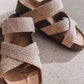 Beige Woven Cross Criss Hollowed Slip-On Slippers