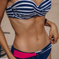 Blue Halter Bandeau Striped Bikini