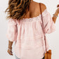 Beige Puff Sleeve Eyelet Babydoll Blouse