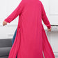 Strawberry Pink Plus Size Side Split Pockets Duster Cardigan