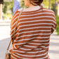 Brown Stripe Drop Shoulder Casual Sweater