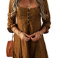 Chestnut Lace Crochet Buttoned Square Neck Shift Mini Dress