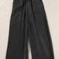 Black Drawstring High Waist Wide Leg Denim Pants