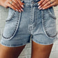 Dusk Blue Studded Acid Wash Jean Shorts