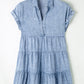 Beau Blue Acid Wash V Neck Tiered Denim Dress