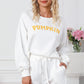 White PUMPKIN Flocking Graphic Pullover Sweatshirt and Shorts Set