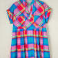 Light Blue Multicolor Plaid Short Sleeve Babydoll Mini Dress