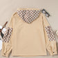 Apricot Floral Patchwork Star Pattern Drawstring Hoodie