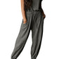 Medium Grey Cap Sleeve Open Back Drawstring Jogger Jumpsuit