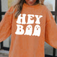 Orange Halloween Hey Boo Ghost Print Loose Sweatshirt