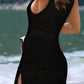 Black Hollow Out Crochet Cover Up Dress with Slits