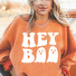 Orange Halloween Hey Boo Ghost Print Loose Sweatshirt