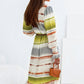 Multicolor Lace Up Tie-dye Print Long Shirt Dress