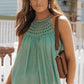 Mist Green Crochet Splicing Halter Flowy Tank Top