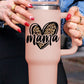 Pink mama Leopard Heart Shape Stainless Steel Insulate Cup 40oz