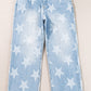 Beau Blue High Waist Star Pattern Plus Size Jeans