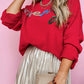 Fiery Red Tinsel Merry Letter Drop Shoulder Baggy Sweater