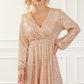 Apricot Wrapped V-neck Sequin Dress